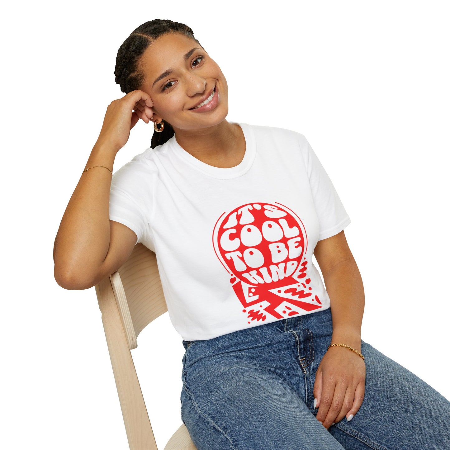 It’s Cool to Be Kind T-Shirt – Red Retro Kindness Graphic Tee with Vintage-Inspired Positive Message