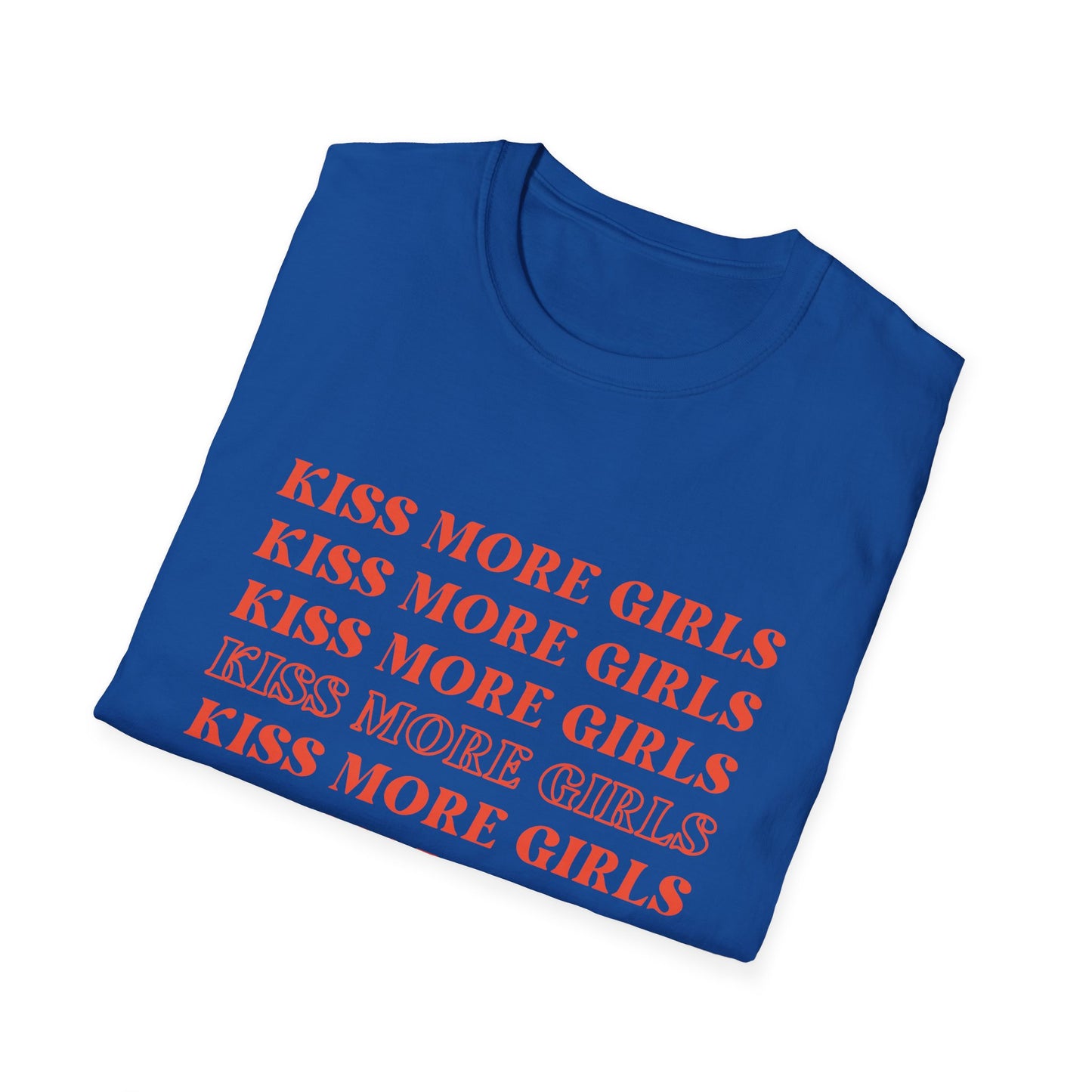 Kiss More Girls T-Shirt – Bold Red Font LGBTQ+ Pride Graphic Tee with Playful Feminine Message