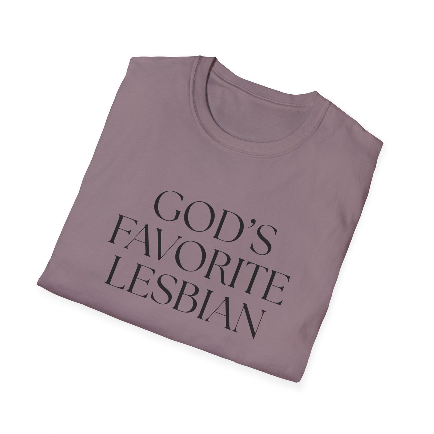 God’s Favorite Lesbian T-Shirt – Bold LGBTQ+ Pride Graphic Tee with Empowering Statement