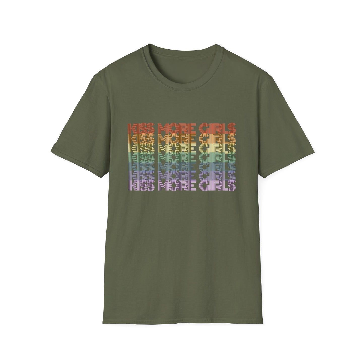 Kiss More Girls T-Shirt – Rainbow LGBTQ+ Pride Graphic Tee with Bold Inclusive & Playful Message