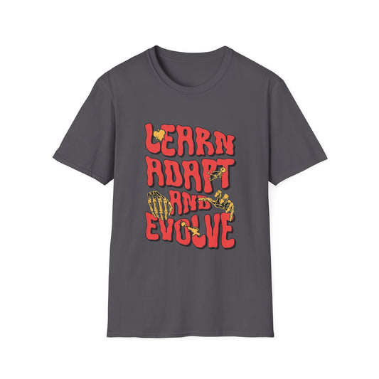 Learn Adapt Evolve T-Shirt – Motivational Graphic Tee with Bold Inspirational Typography