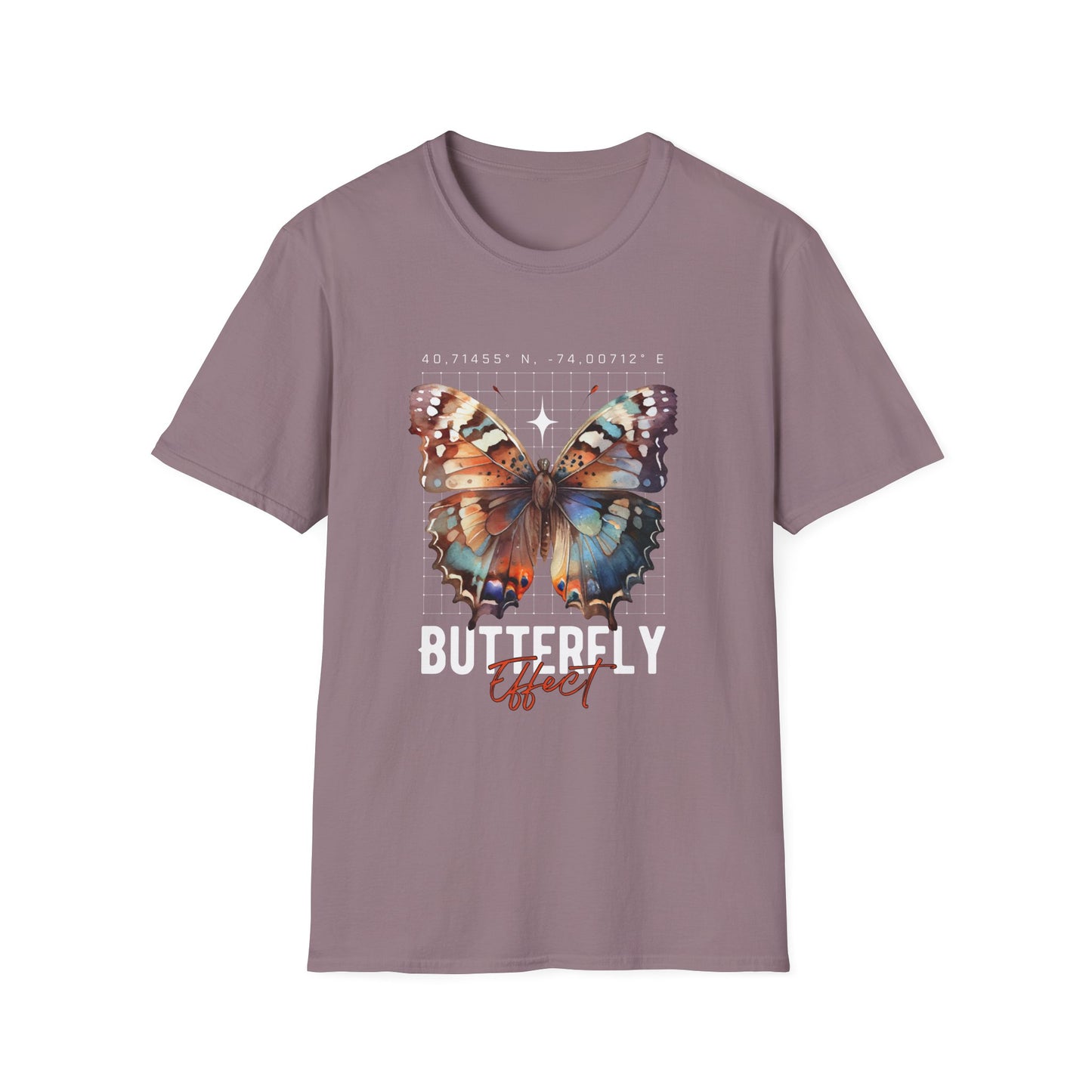 Butterfly Effect T-Shirt – Minimalist Graphic Tee with Coordinates & Symbolic Design of Change and Connection